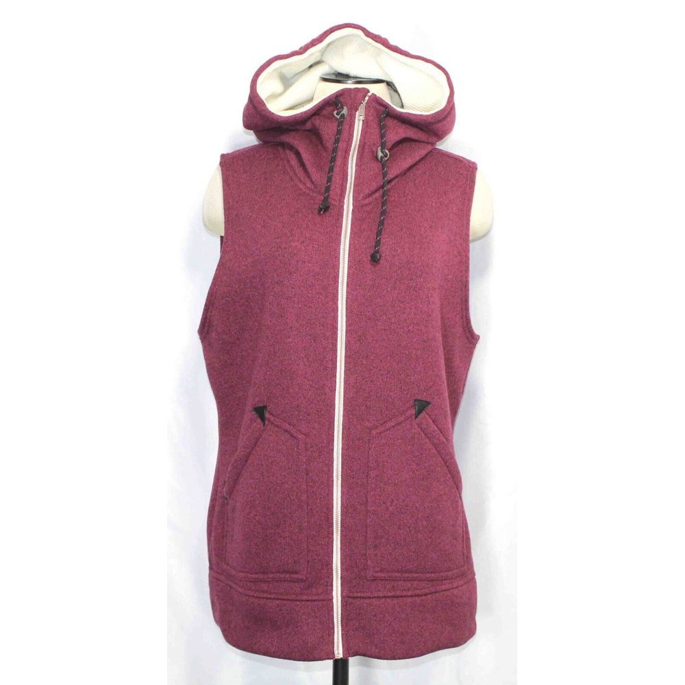 Burton WB Starr Dayride Red Thermal Lined Full Zip Hooded Vest Womens Size Large
